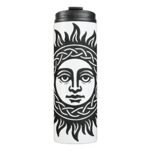 Solar Visage Sigil – Black Sun Emblem Thermal Tumbler