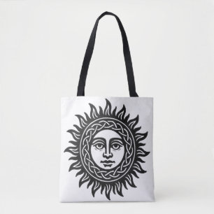 Solar Visage Sigil – Black Sun Emblem Tote Bag