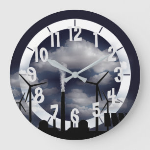 Solar Wind Power Large Clock