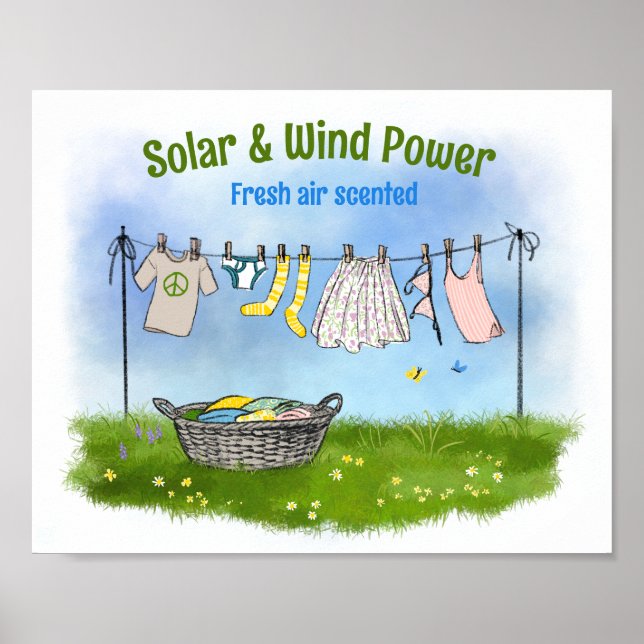 Solar & Wind Power poster Promote energy saving  (Front)