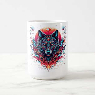 Solar Wolf Totem – Fire & Moonlight Fusion Coffee Mug