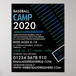 Solarized Baseball Bat, Baseball Camp Advertising Poster