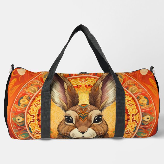 Solarpunk Bunny Duffle Bag (Front)