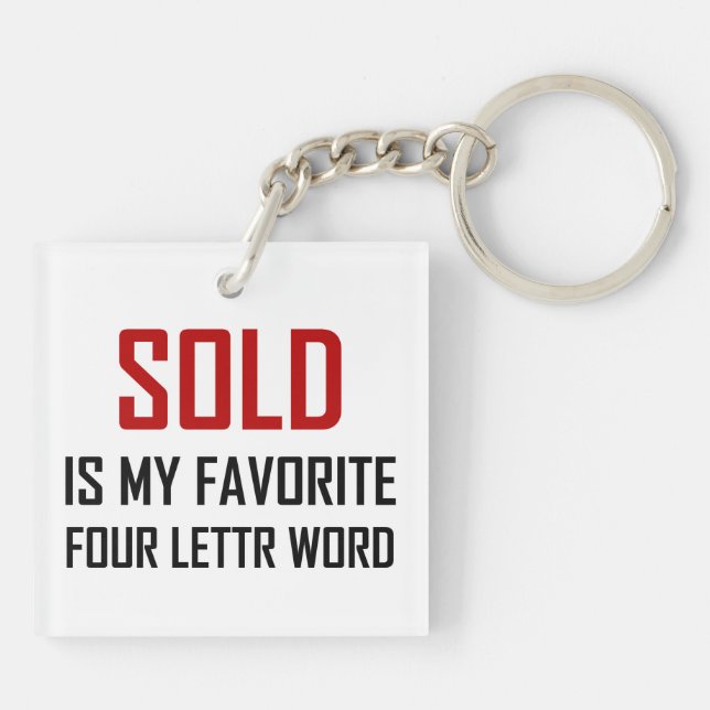 Sold Favourite Four Letter Word Funny Keychain (Back)