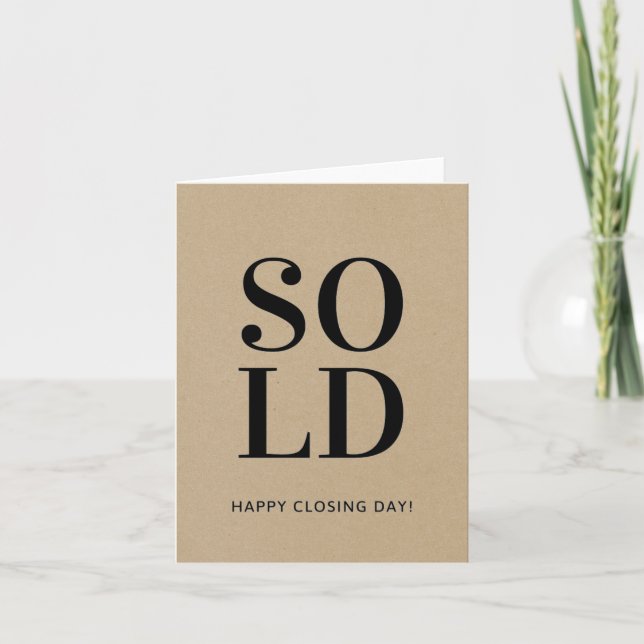 SOLD Kraft Paper Happy Closing Day Real Estate Card (Front)
