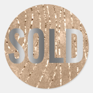 Sold Out Glitter Brown Grey Real Estate Agent Classic Round Sticker