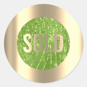 Sold Out Green Zebra Gold Metal Estate Agent Classic Round Sticker