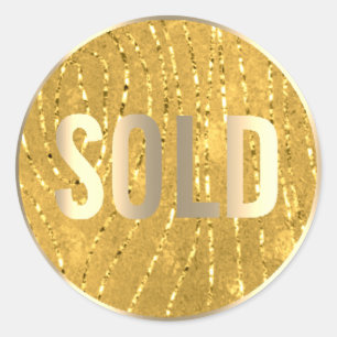 Sold Out Mustard Zebra Gold Metal Estate Agent Classic Round Sticker