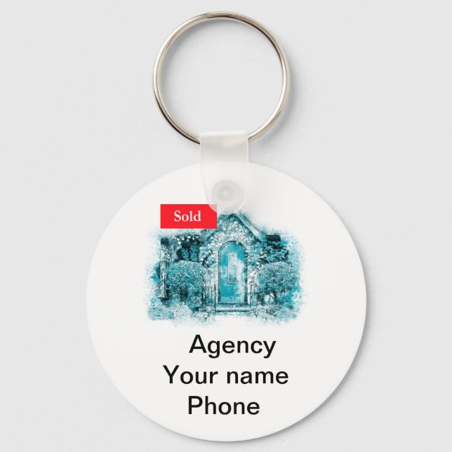 Sold Real Estate Promote Your Business Keychain (Front)