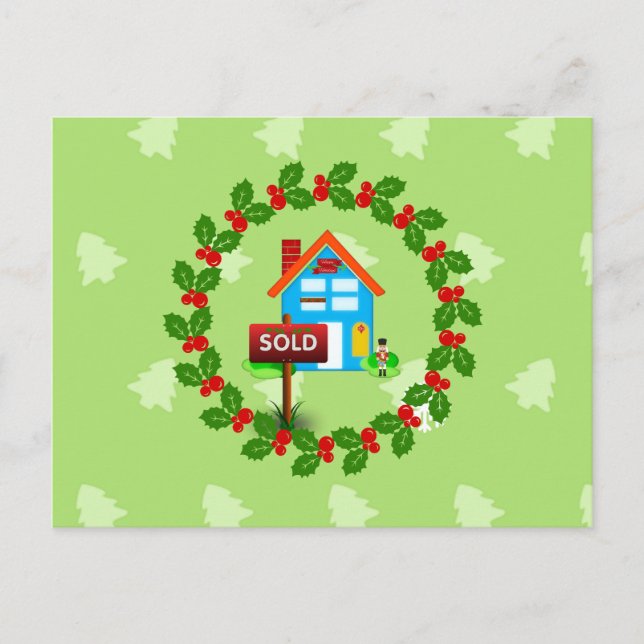 Sold Sign, Realtor's festive Christmas design Postcard (Front)