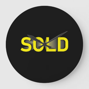 sold sign yellow black large clock