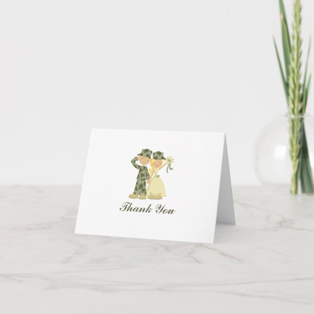 Soldat et mariée Mariage pliée Merci Notes (Devant)