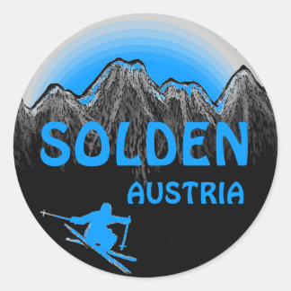 Solden Austria blue ski logo art stickers