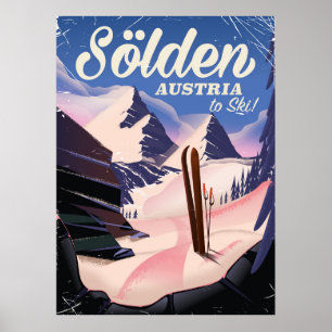 Sölden Austria vintage ski poster