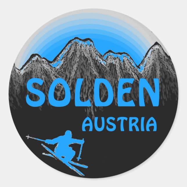Solden Autriche logo bleu ski autocollants d'art (Devant)