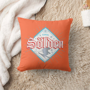 Solden Tirol Retro Skier Vintage Ski Holiday Throw Pillow
