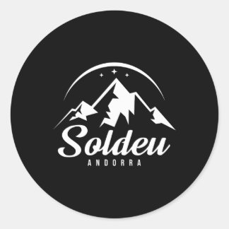 Soldeu Andorra Ski Resort Skiing Snowboarding Classic Round Sticker