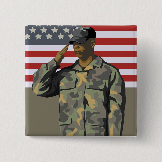 Soldier 2 Inch Square Button (Front)