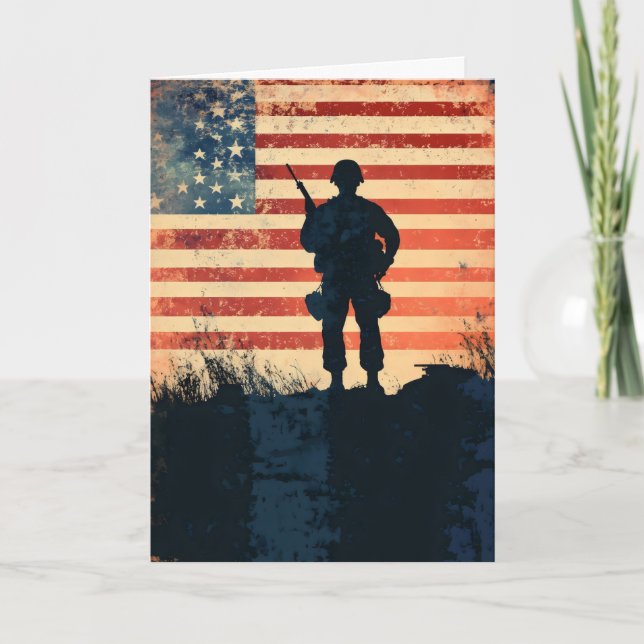 Soldier American Flag Holiday Card (Front)