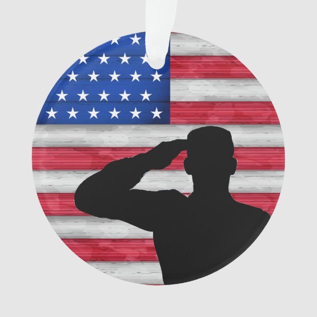 Soldier and American Flag - Appreciation Ornament (Front)