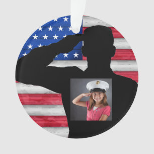 Soldier and American Flag - Appreciation Ornament