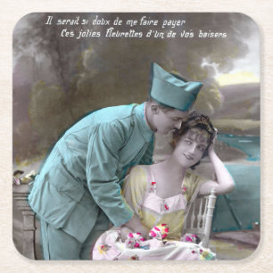 Soldier and Lover Square Paper Coaster