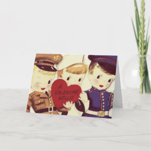 Soldier Boys Valentine Hello Vintage Card
