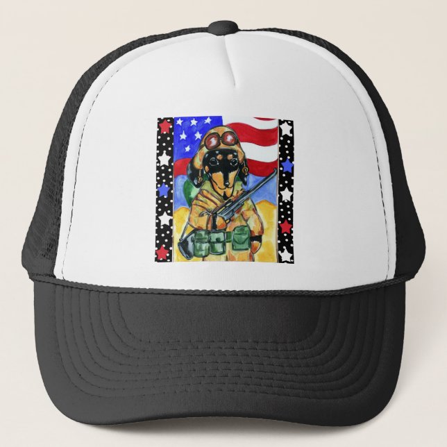 Soldier Dachshund Trucker Hat (Front)