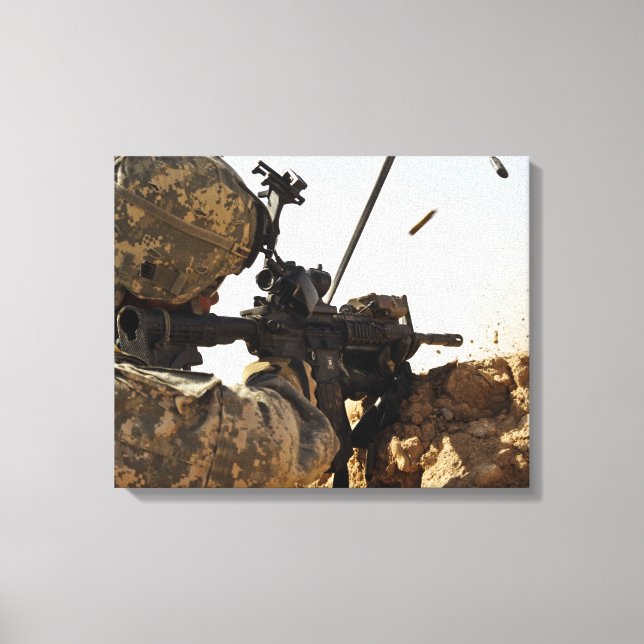 soldier engages enemy forces canvas print (Front)