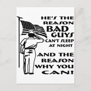 Soldier & Flag The Reason You Can Sleep At Night Postcard