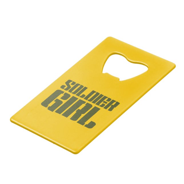 SOLDIER GIRL CREDIT CARD BOTTLE OPENER (Front Angled)