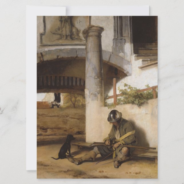 Soldier Guarding a Gate With his Pet Dog Card (Front)