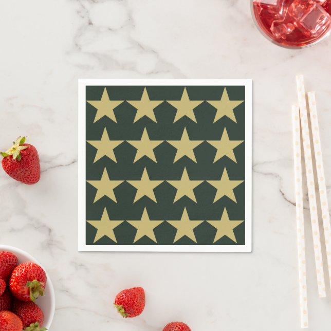 Soldier Joe Camouflage Patriotic Green Gold Party Napkin (Insitu)