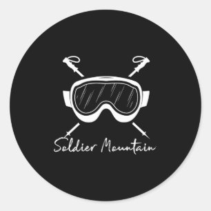 Soldier mountain idaho skiing ski goggles vacation classic round sticker
