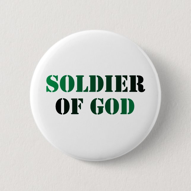 Soldier of God vert & noir 2 Inch Round Button (Front)