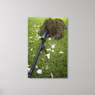 Soldier practices sniper tactics canvas print