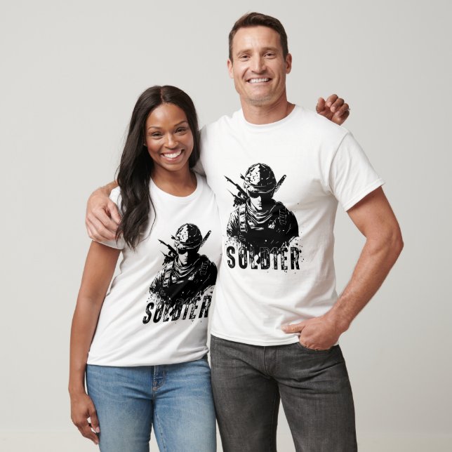 soldier printed white t-shirt (Unisex)