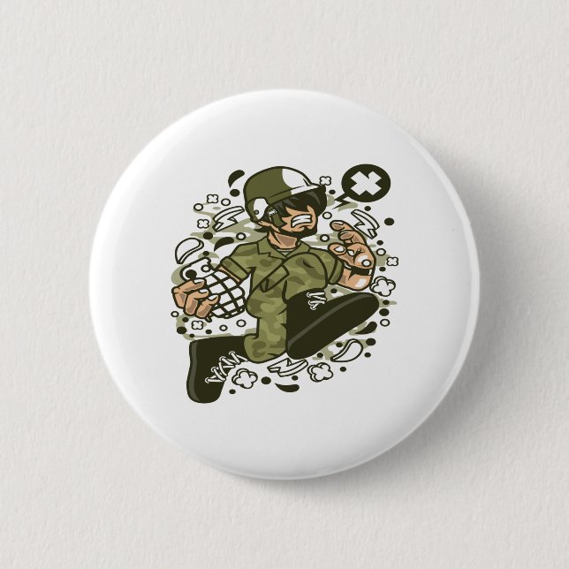 Soldier Running 2 Inch Round Button (Front)