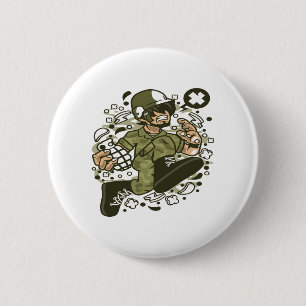 Soldier Running 2 Inch Round Button