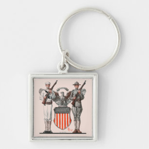 Soldier, Sailor and U.S. Shield Keychain