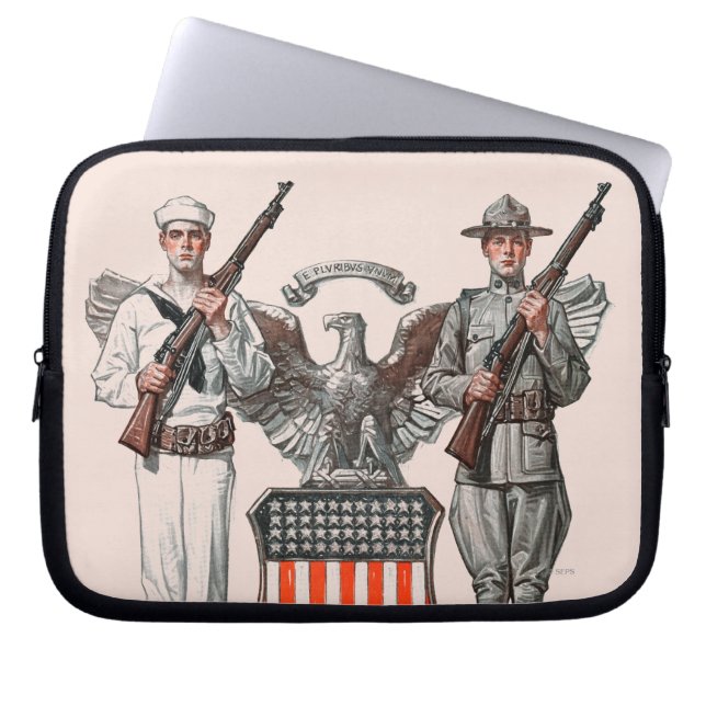 Soldier, Sailor and U.S. Shield Laptop Sleeve (Front)