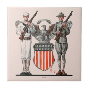 Soldier, Sailor and U.S. Shield Tile