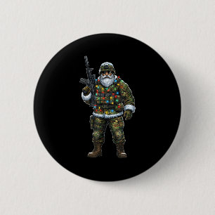 Soldier Santa Camouflage Christmas Military Hunter 2 Inch Round Button