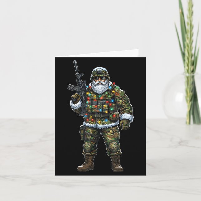 Soldier Santa Camouflage Christmas Military Hunter Card (Front)