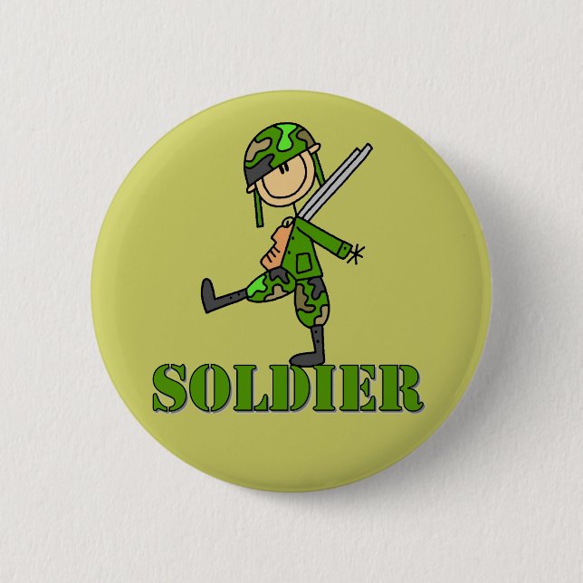 Soldier Stick Figure 2 Inch Round Button (Front)