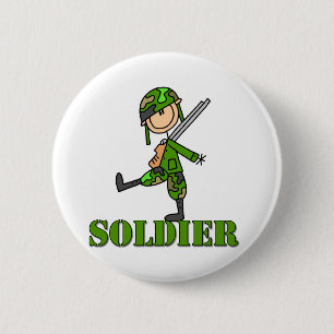 Soldier Stick Figure 2 Inch Round Button