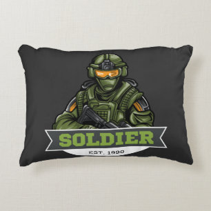 Soldier Tactical Logo – Military Emblem Design Accent Pillow
