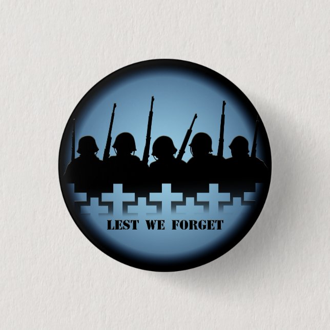 Soldier Tribute Buttons Lest We Forget War Buttons (Front)