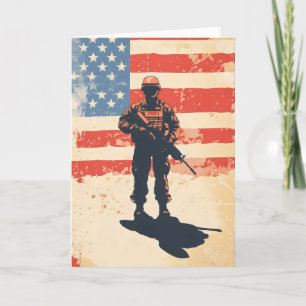 Soldier USA Flag Military Holiday Card