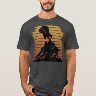 Soldier Veteran raise flag on vintage guitar bass T-Shirt